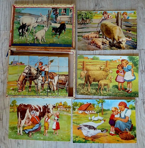 Uraltes holz würfelpuzzle - uraltes,